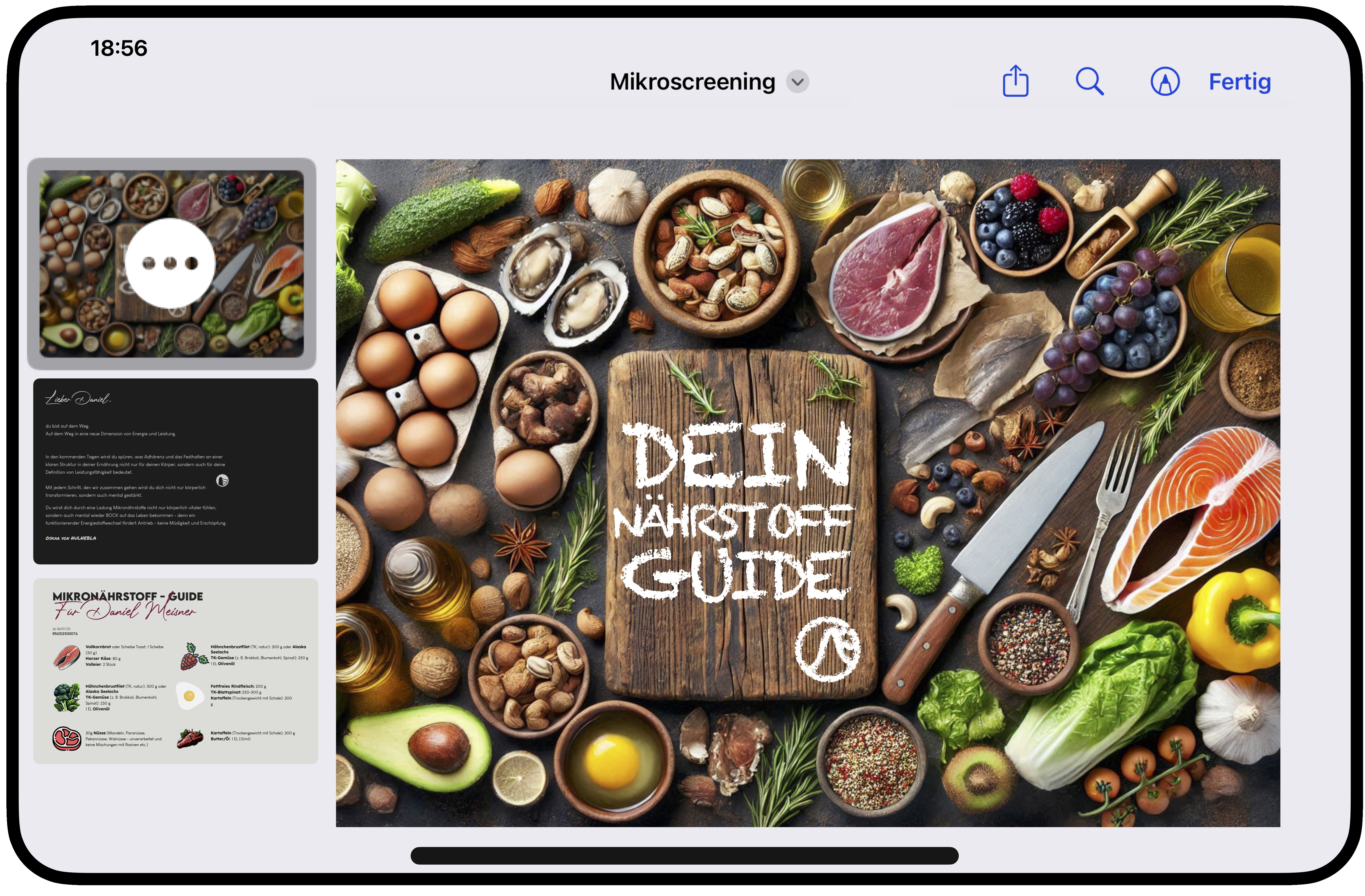 Mikronährstoff-Guide auf dem iPad